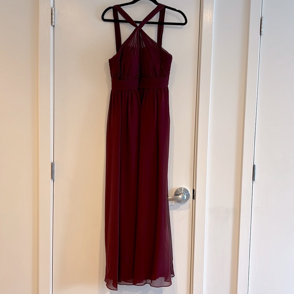 Azazie dark red floor length dress.
